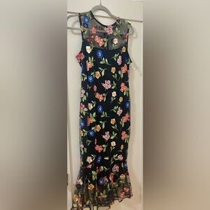 Calvin Klein Black Dress with Vibrant Floral Pattern